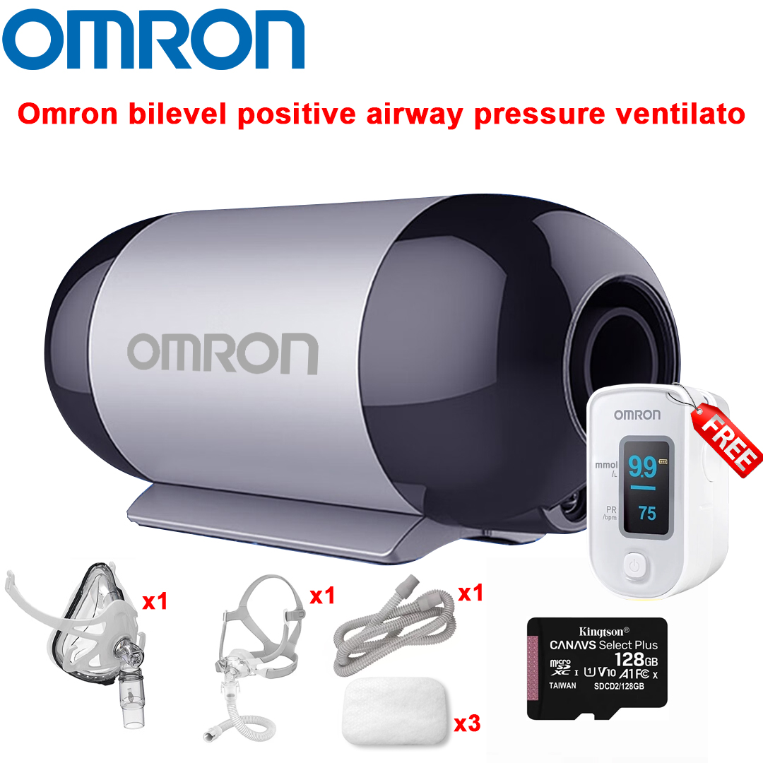 Ventilador de pressão positiva nas vias aéreas de duas fases totalmente automático Omron, bateria de lítio integrada de 8 horas, cabo de alimentação * 1, máscara oral e nasal * 1, máscara nasal * 1, filtro de algodão * 3, tubo respiratório * 1 , cartão de memória 128G (registo de dados de rastreio) * 1, saco de armazenamento * 1, lembrete de baixa pressão de ar/fuga de ar, produção de oxigénio de alto fluxo 90% 6L/min, humidificador incorporado, obter [medidor de glicemia não invasivo Omron] quando fizer o pedido